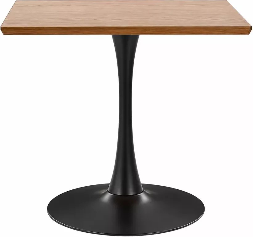 Nowoczesny stół Birma 60x60 cm do kuchni, jadalni i salonu z blatem laminowanym w kolorze drewna dębowego i metalowa czarną nogą