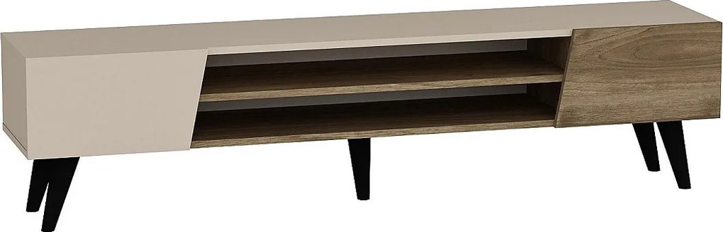 Stojak pod telewizor – 180 x 37 x 45 cm – Orzech i beż – Płyta wiórowa pokryta melaminą