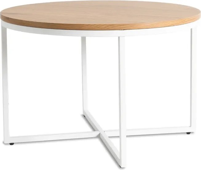 Stolik Kawowy HANTEL 70 cm Dąb Złoty/Biały Skandynawski