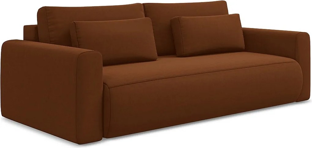 Kanapa 3-osobowa z funkcją spania - z tkaniny welwetowej - terakota - KAPUA