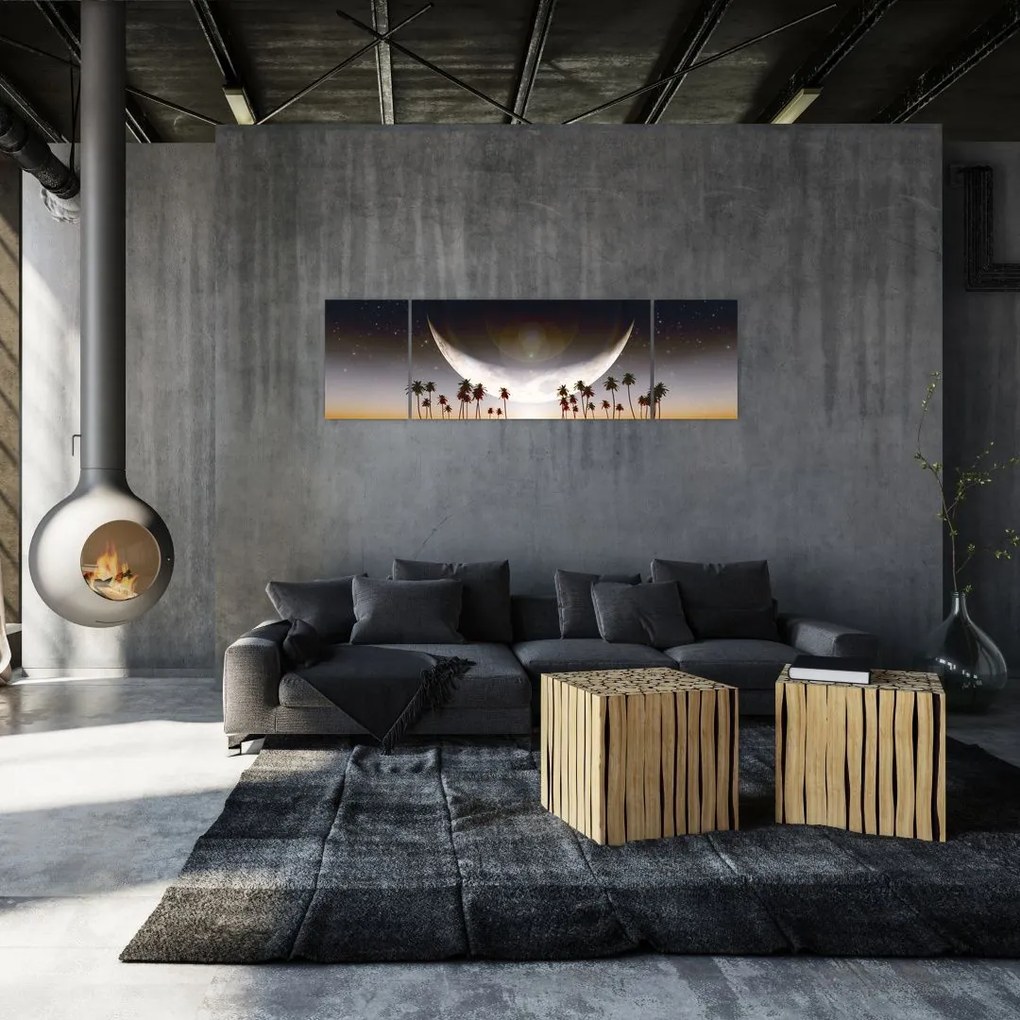 Obraz - Księżyc nad palmami (170x50 cm)