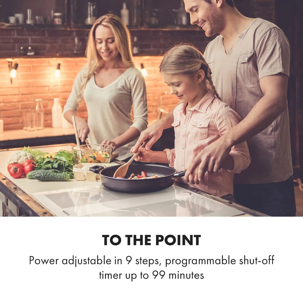 Klarstein Delicatessa 60cm Płyta Indukcyjna 2StrefyFlex 4 Strefy Gotowania Biały