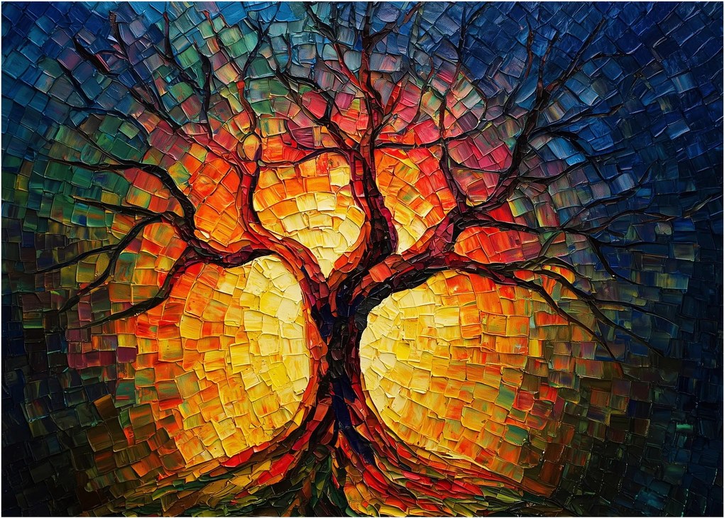 Obraz - Drzewo życia w mozaice (70x50 cm)