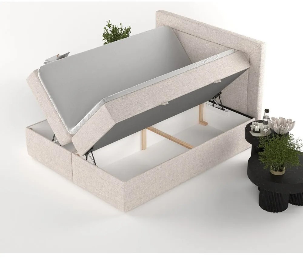 Beżowe łóżko boxspring ze schowkiem 180x200 cm Imagine – Maison de Rêve