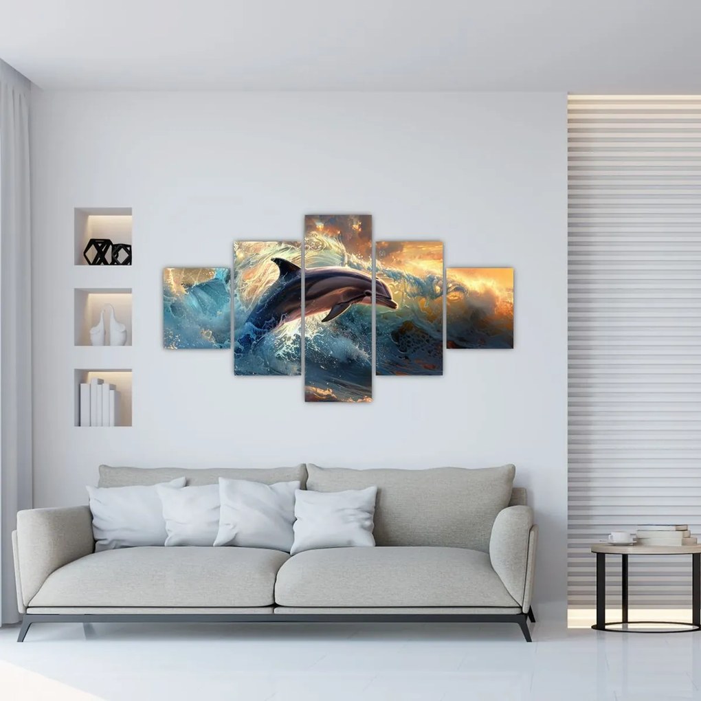Obraz - Delfin, ilustracje (125x70 cm)