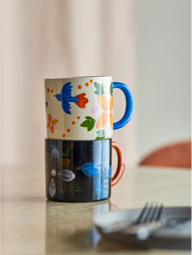 Czarne/beżowe kubki zestaw 2 szt. ceramiczne 300 ml Maricala – Bloomingville