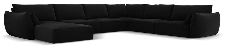 Czarny aksamitny narożnik (prawostronny/w kształcie litery U) Vanda – Mazzini Sofas