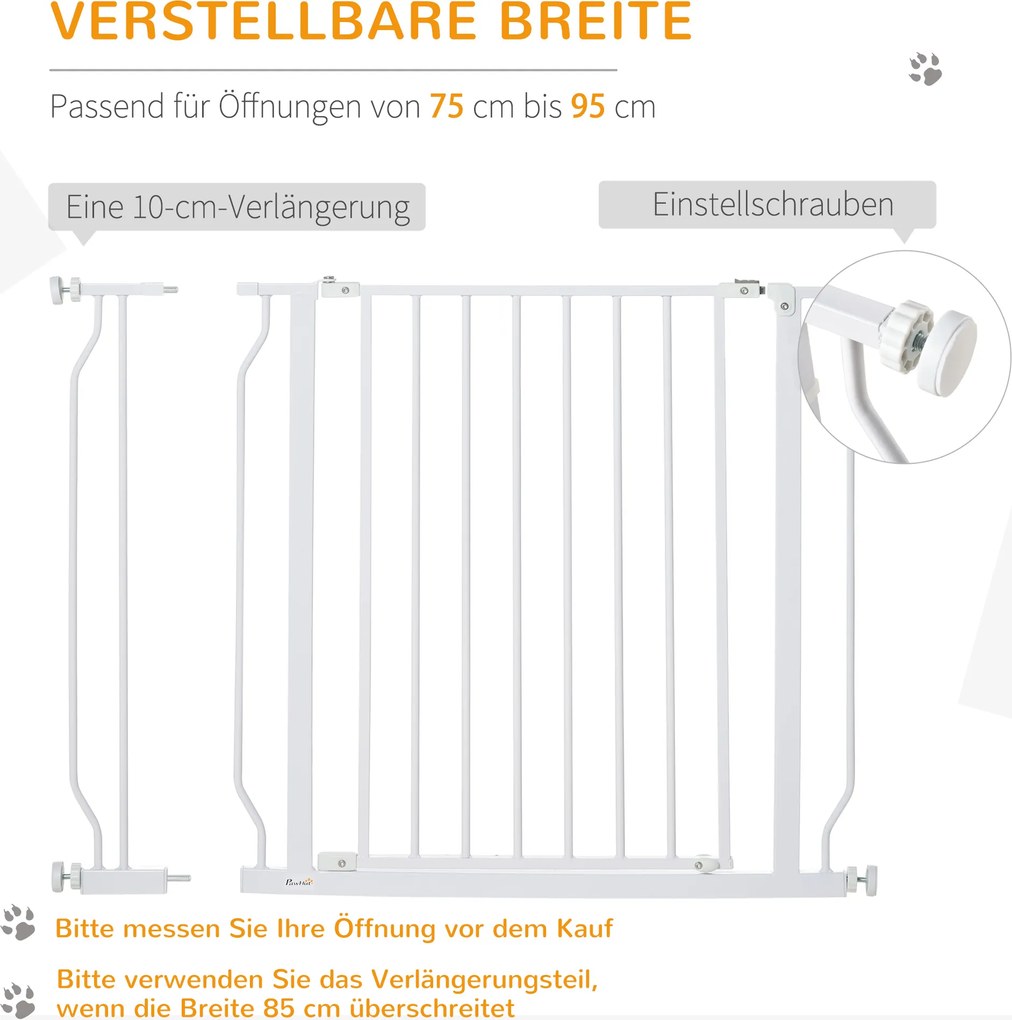 Drzwi zabezpieczające dla psów regulowana brama ochronna kratka biała 95x4x76cm | Aosom PL