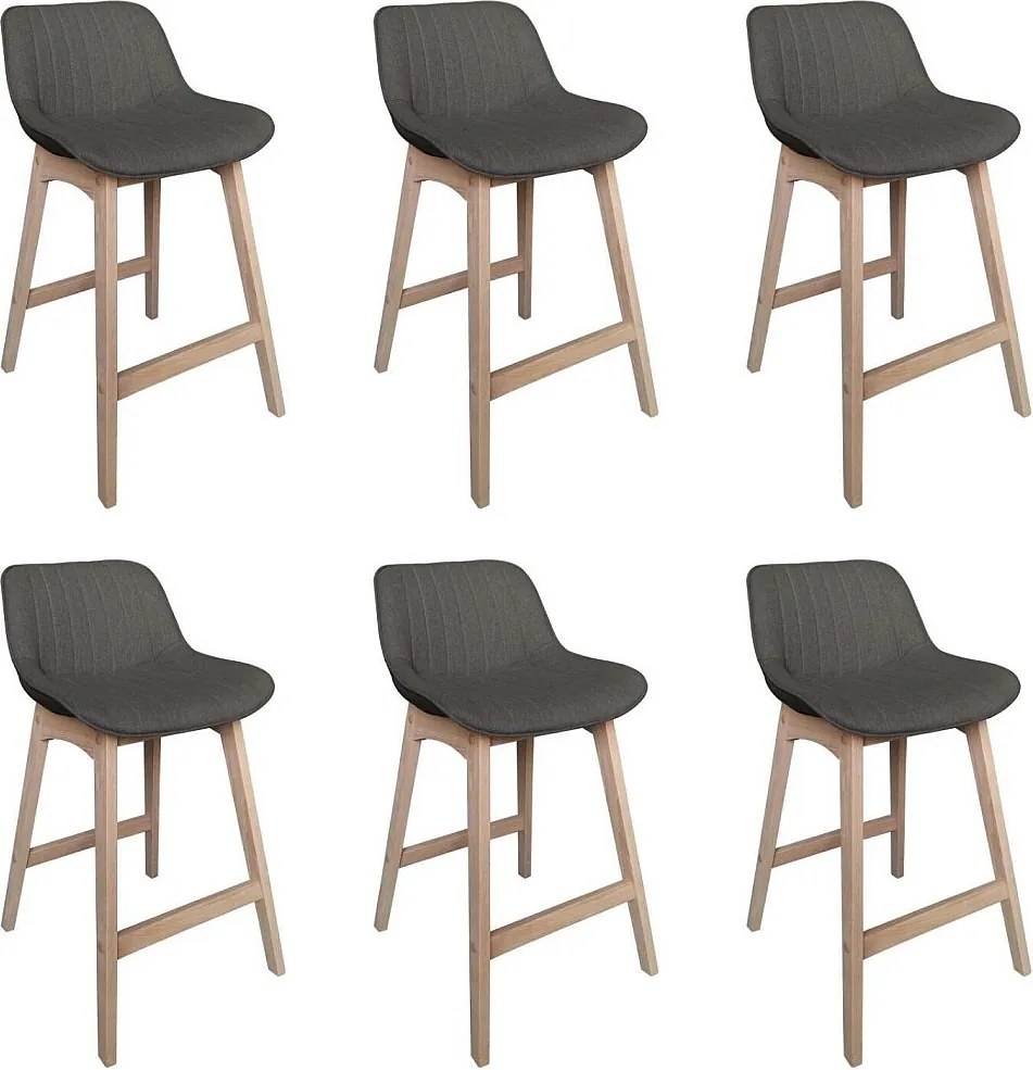 Komplet dębowych krzeseł wyspowych i barowych z siedziskiem z tkaniny MELLOW o szerokości 65 cm
