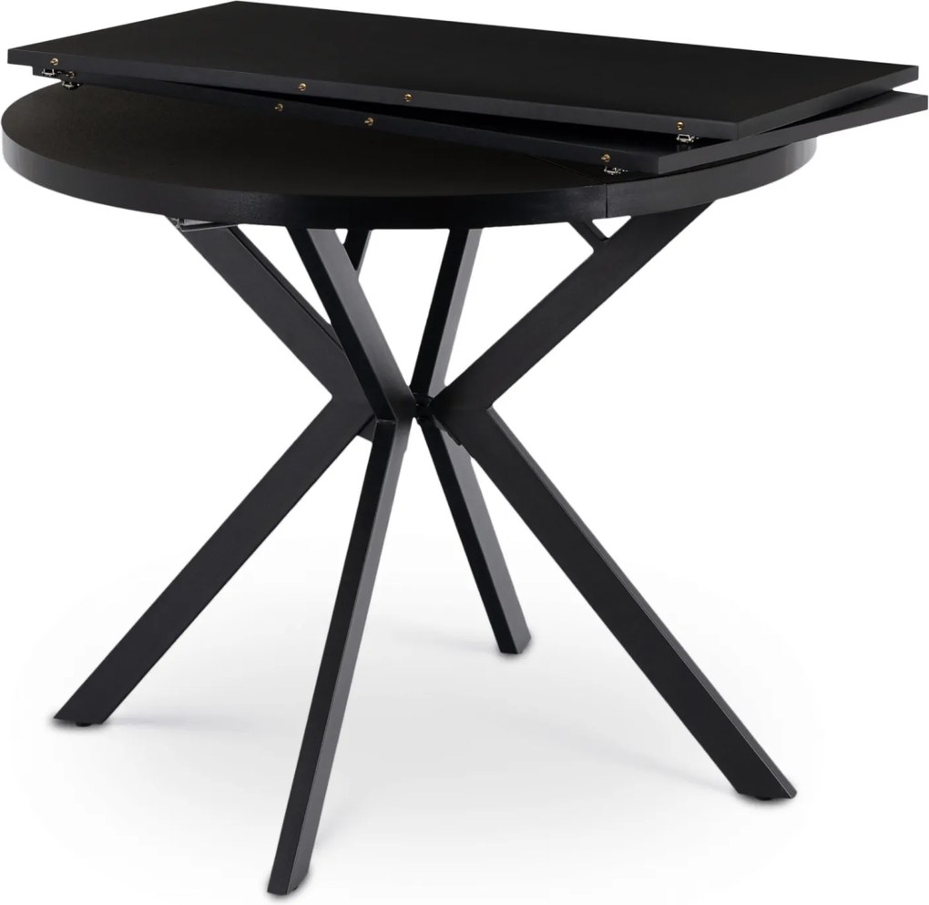 Stół Okrągły Rozkładany LUGO 90-190 cm Czarny Loft