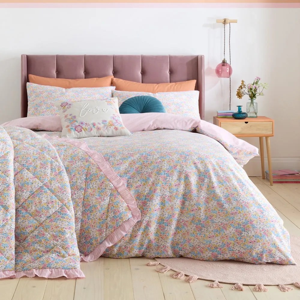 Różowa pościel dwuosobowa 230x220 cm Darcy Floral – Catherine Lansfield