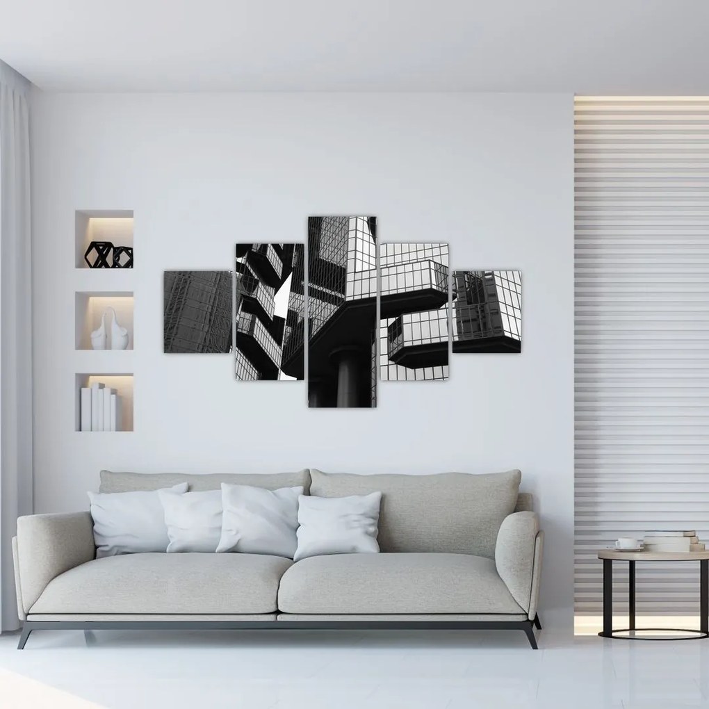 Obraz szklanych budynków (125x70 cm)