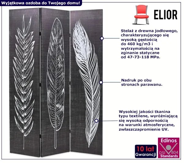 Rozkładany parawan - Korvi 3X 120 x 170 cm