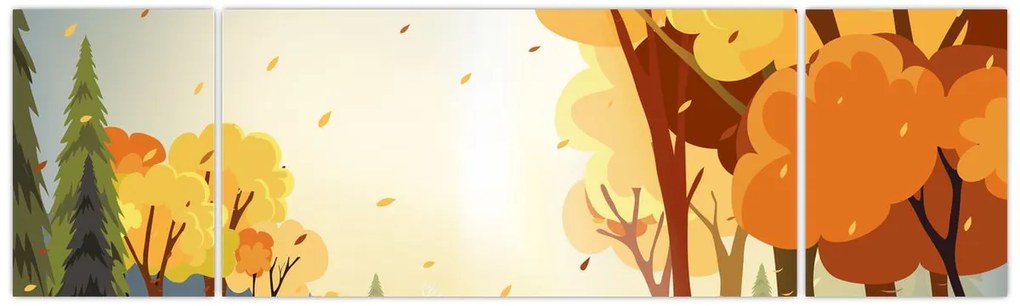 Obraz - Jesienny krajobraz, ilustracja (170x50 cm)