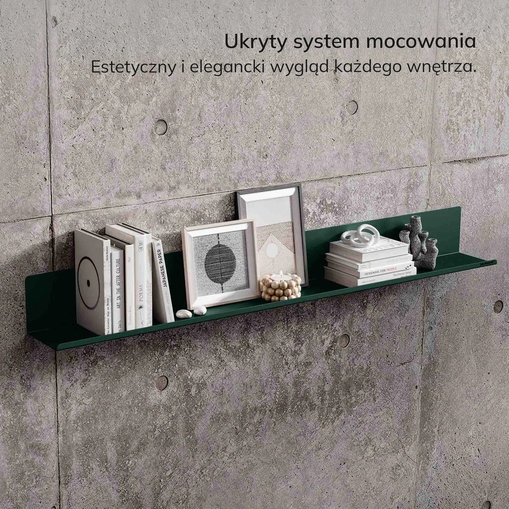 Półka wisząca metalowa butelkowa zieleń, 1200 mm: JOANNE Modern