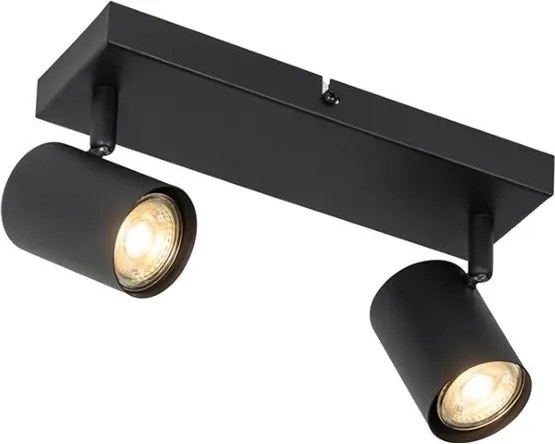 Nowoczesna lampa sufitowa czarna 2-punktowa regulowana prostokątna - Jeana