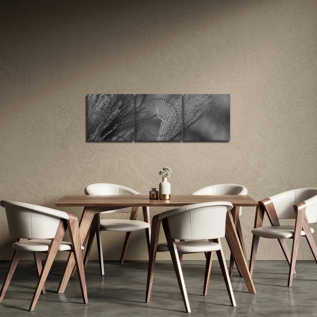 Obraz - Suszona trawa pampasowa (z zegarem) (90x30 cm)