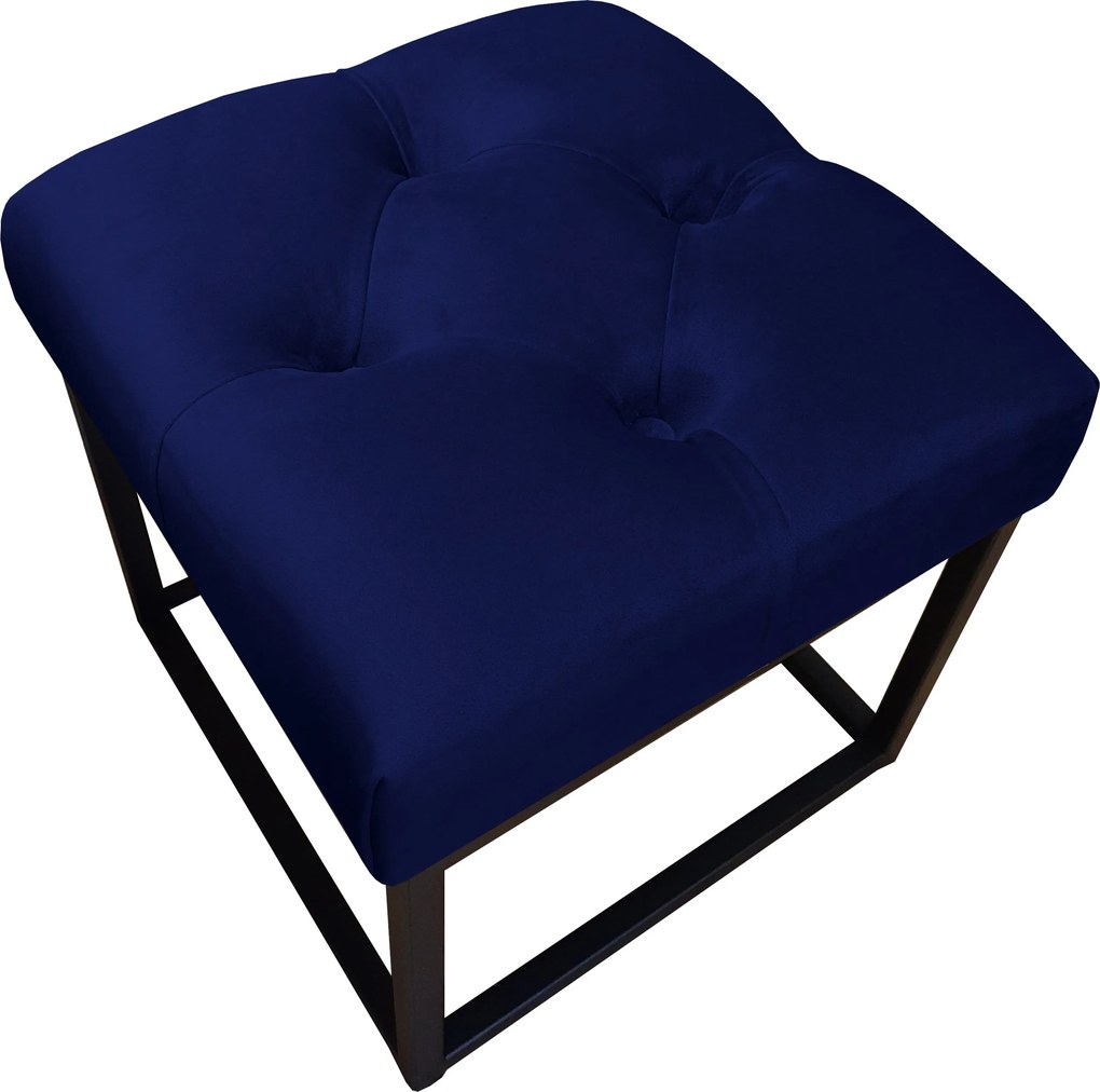 Pufa CHESTERFIELD tkanina Welur loft ławka podnóżek metal : Kolor Stelaża - Czarny , Kolor tkaniny - VELVET - MG16, Typ tkaniny - Velvet
