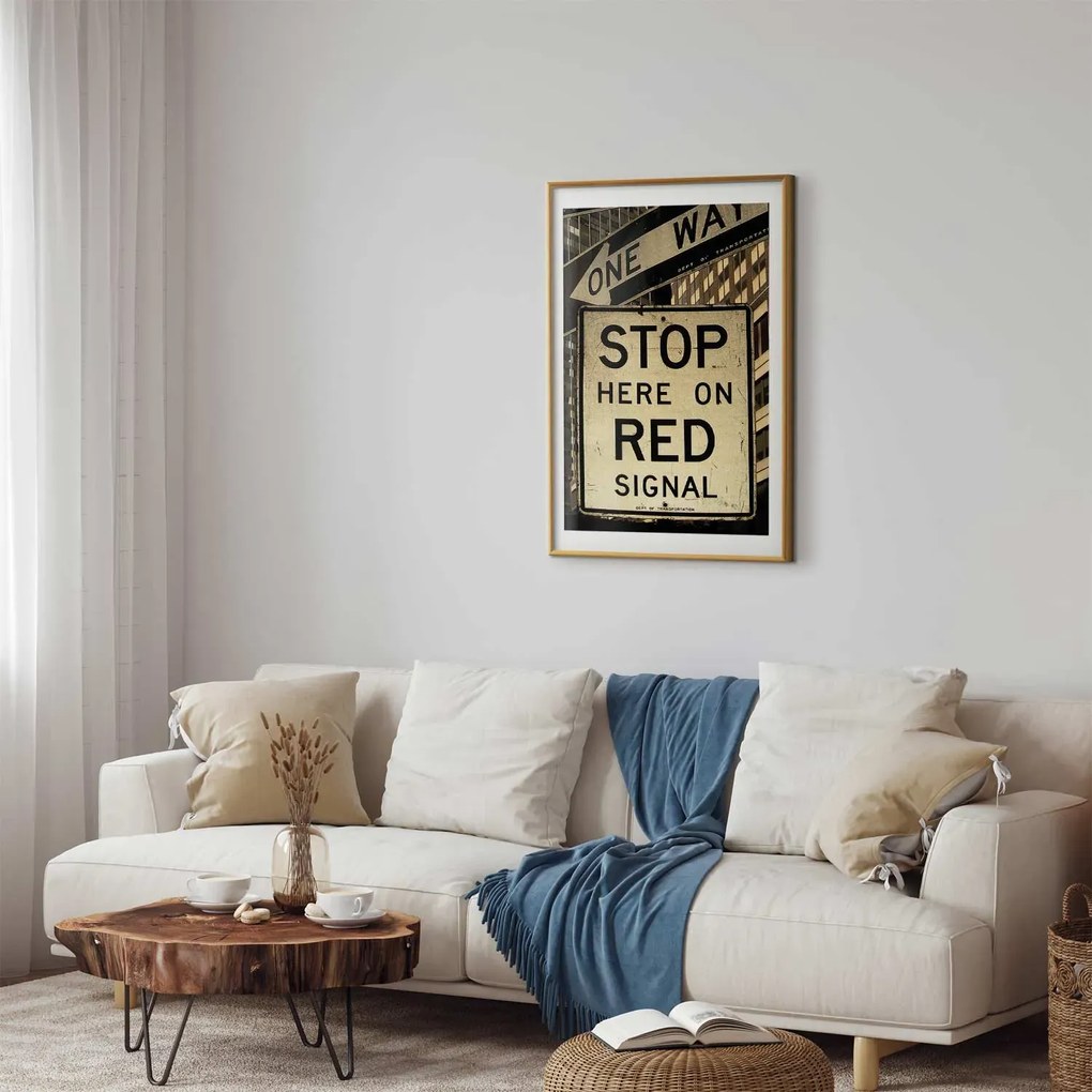 Plakat Znaki drogowe 21x30 cm z ramą złotą z marginesem ARTGEIST B