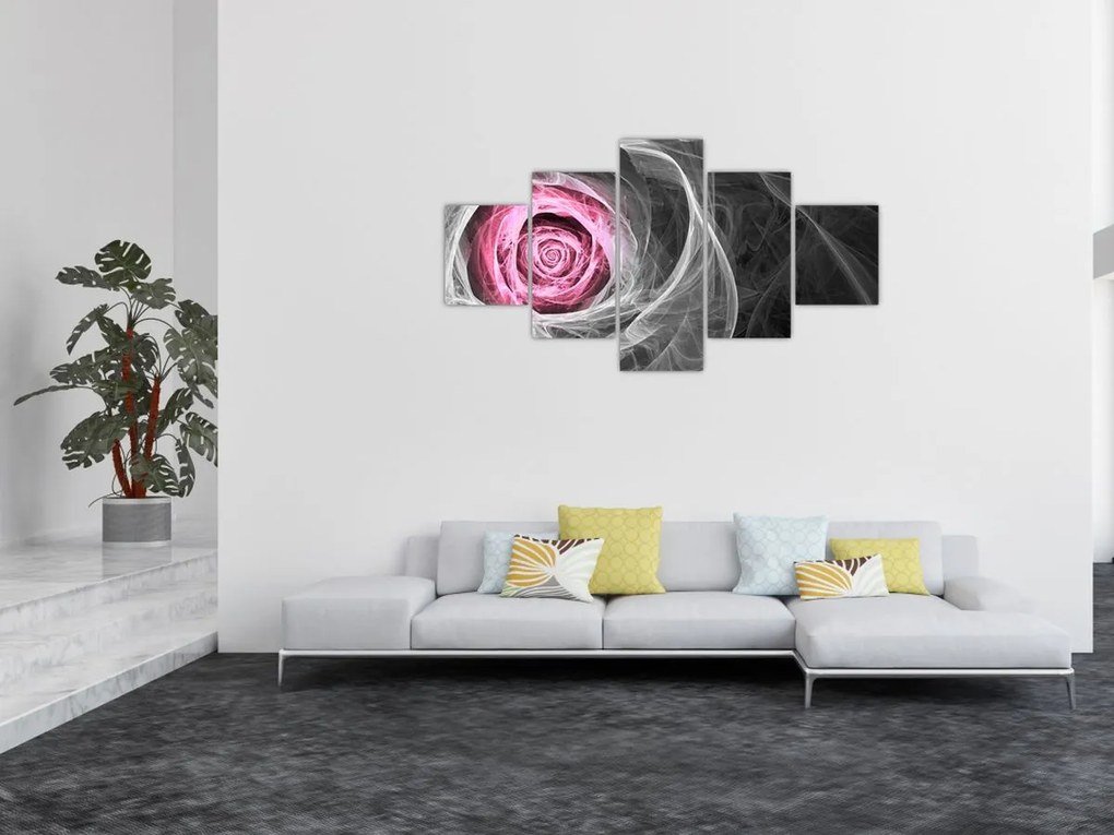 Obraz - Róż abstrakcyjny, fuksja (125x70 cm)
