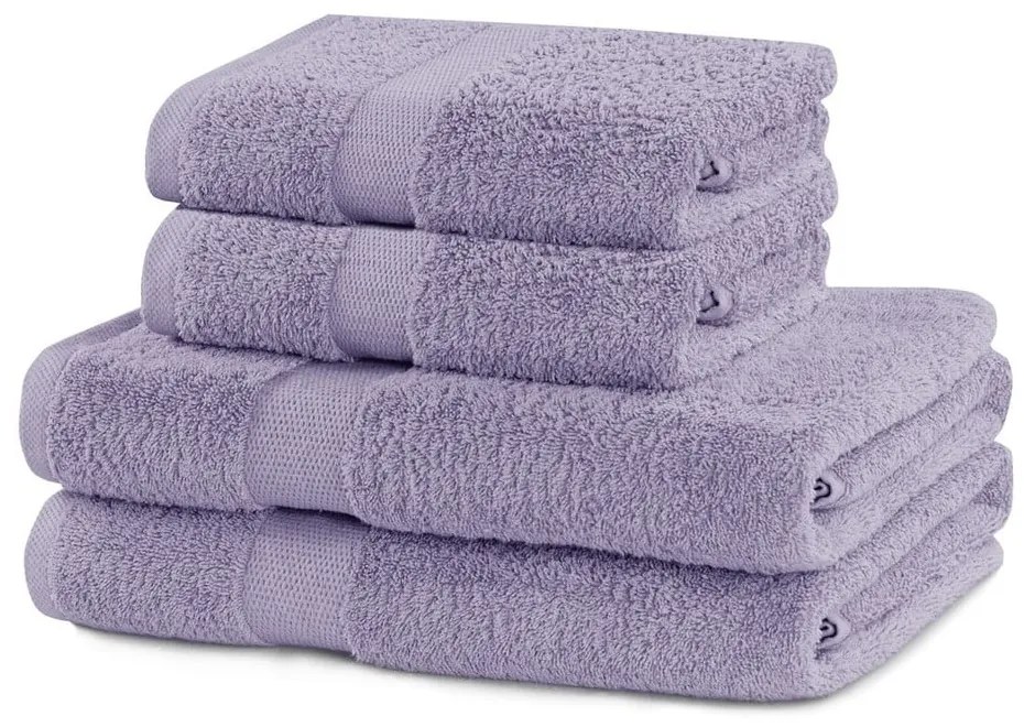 Lawendowe bawełniane ręczniki zestaw 4 szt. frotte Marina – DecoKing