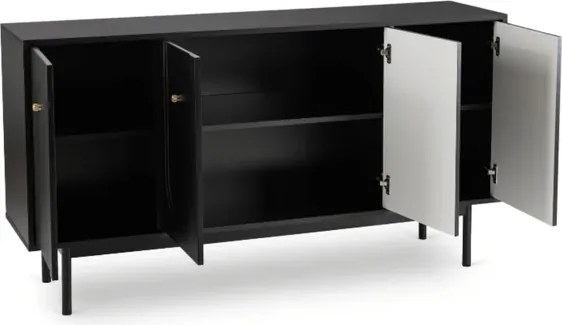 Komoda do Salonu MARLEN 155 cm Czarna Czterodrzwiowa Nowoczesna