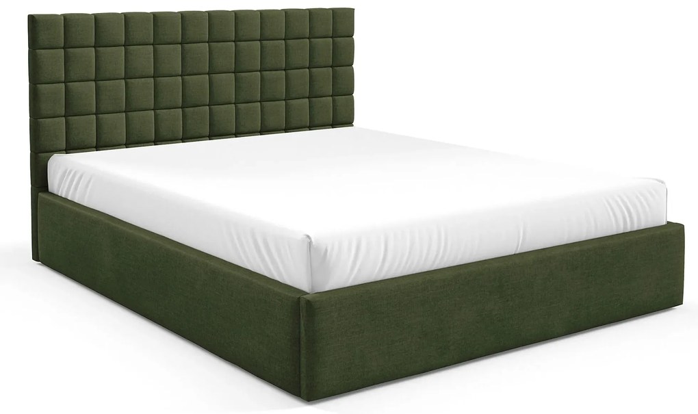 Nowoczesne zielone łóżko tapicerowane 3 rozmiary - Merenzo