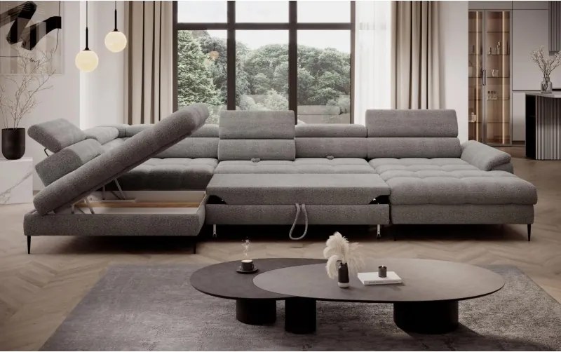 Narożnik EMPOLI XL układzie U z funkcją spania WERSAL