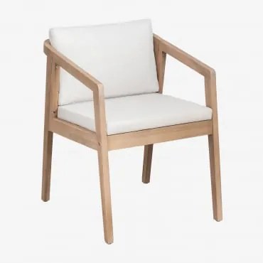 Krzesło Jadalniane Z Drewna Akacjowego Kaela Jasny Akacjowy Brąz & Tkaniny Gardenia Biel - Sklum