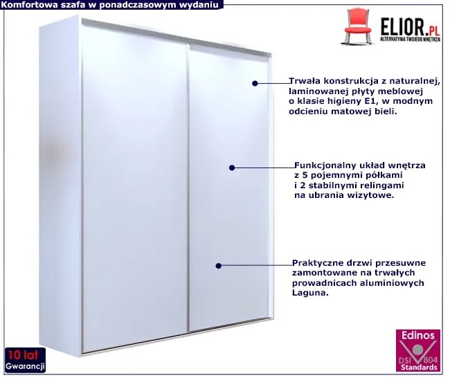 Biała szafa przesuwna 200 cm - Estori 2X