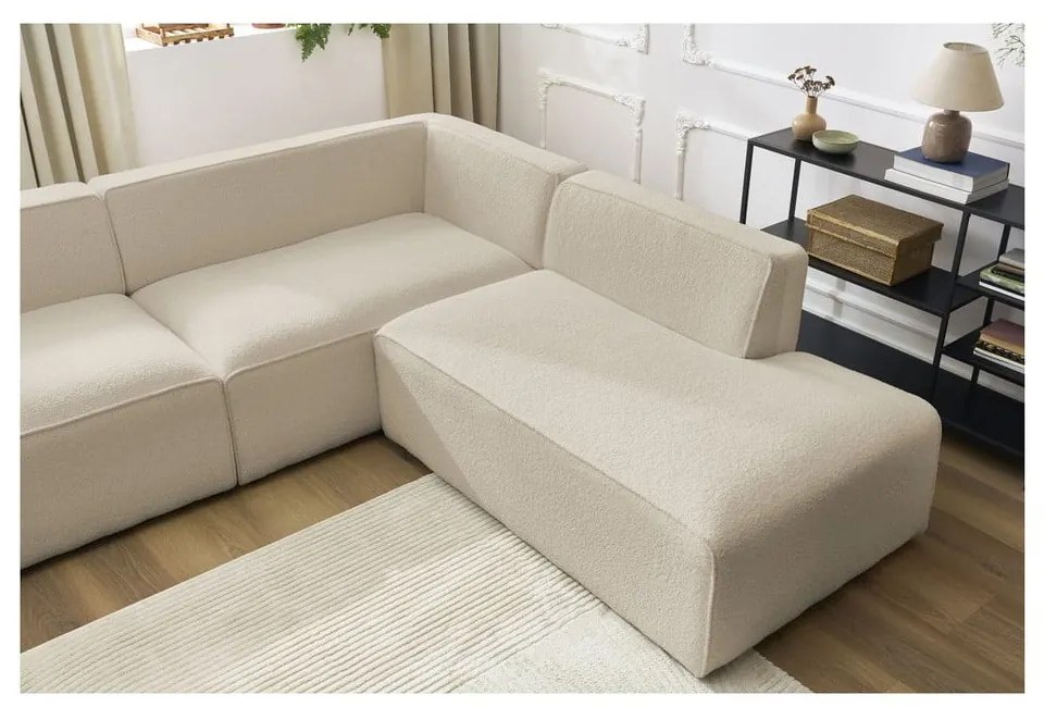 Beżowy narożnik modułowy z materiału bouclé (prawostronny/w kształcie litery U) Megeve – Bobochic Paris