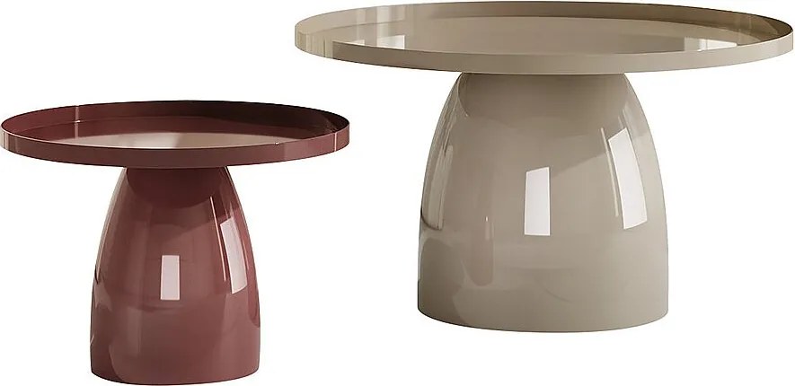 Zestaw 2 stolików kawowych z metalu - Beżowy i brązowy błyszczący - FRIDANA
