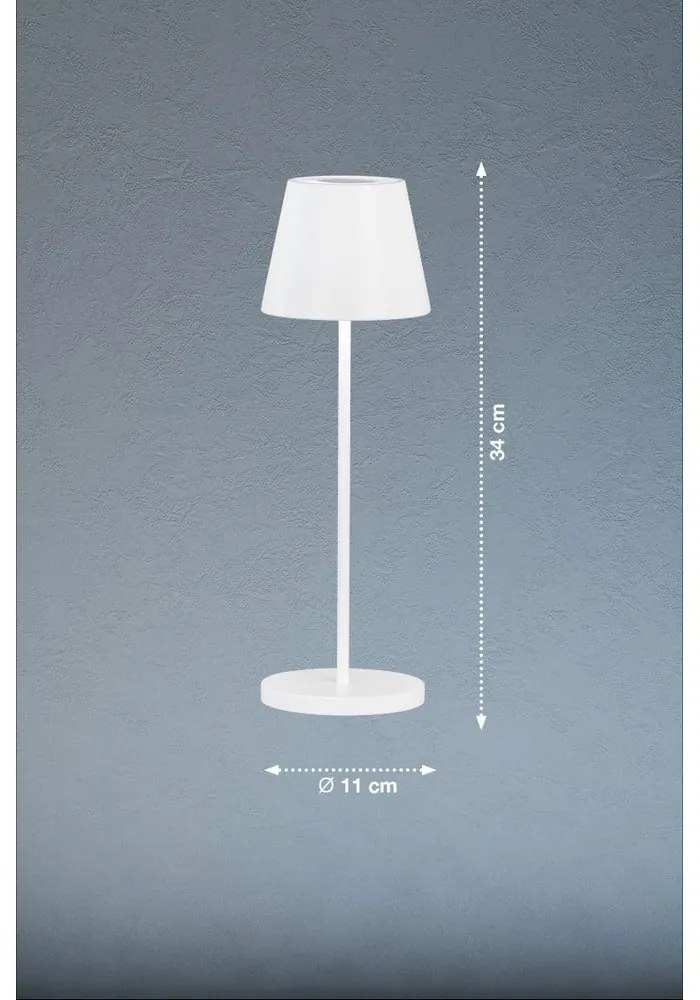 Biała lampa stołowa LED ze ściemniaczem i metalowym kloszem (wysokość 34 cm) Cosenza 2.0 – Fischer & Honsel