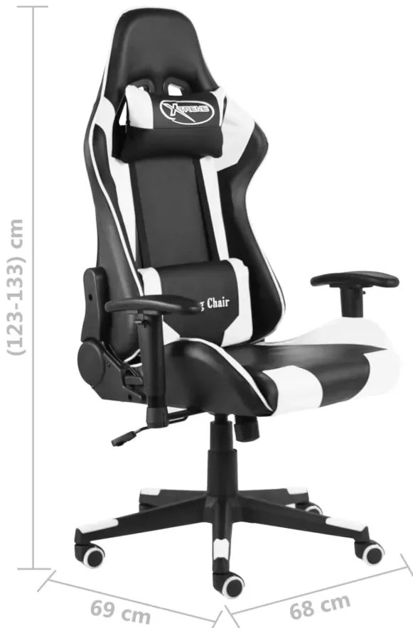 Czarno-biały obrotowy fotel gamingowy K7-L54