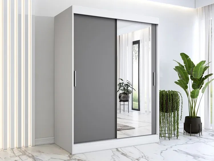 Szafa przesuwna biel + antracyt 150 cm - Massi 4X