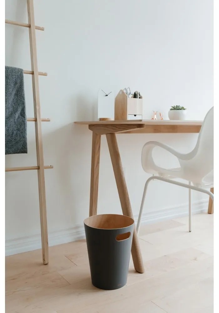 Ciemnoszary biurowy kosz na śmieci 7,5 l Woodrow – Umbra