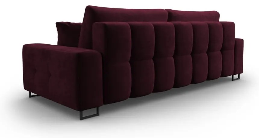 Bordowa aksamitna rozkładana sofa ze schowkiem 250 cm Wicklow – Cosmopolitan Design
