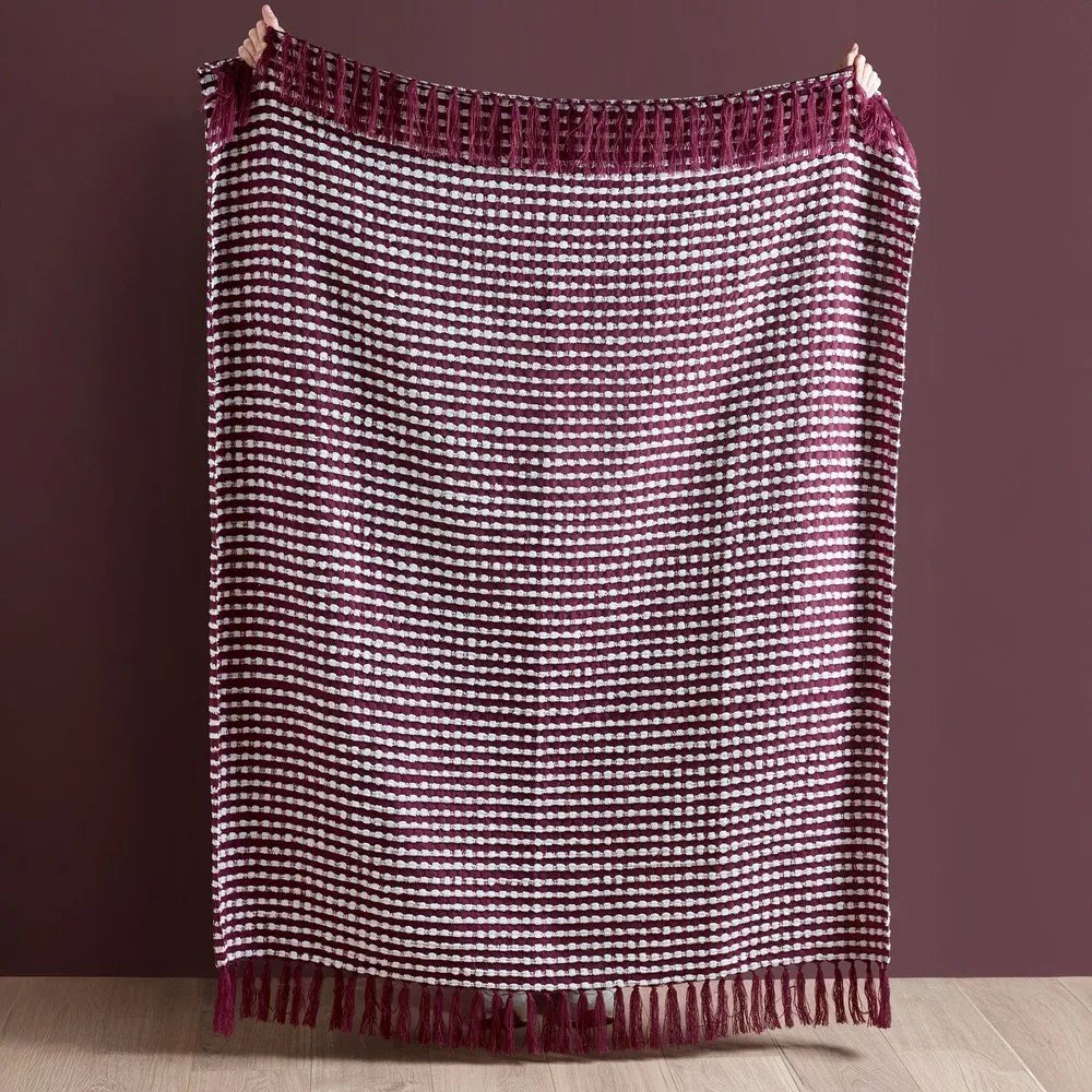 Bordowy koc 125x150 cm Stab Stitch – Catherine Lansfield