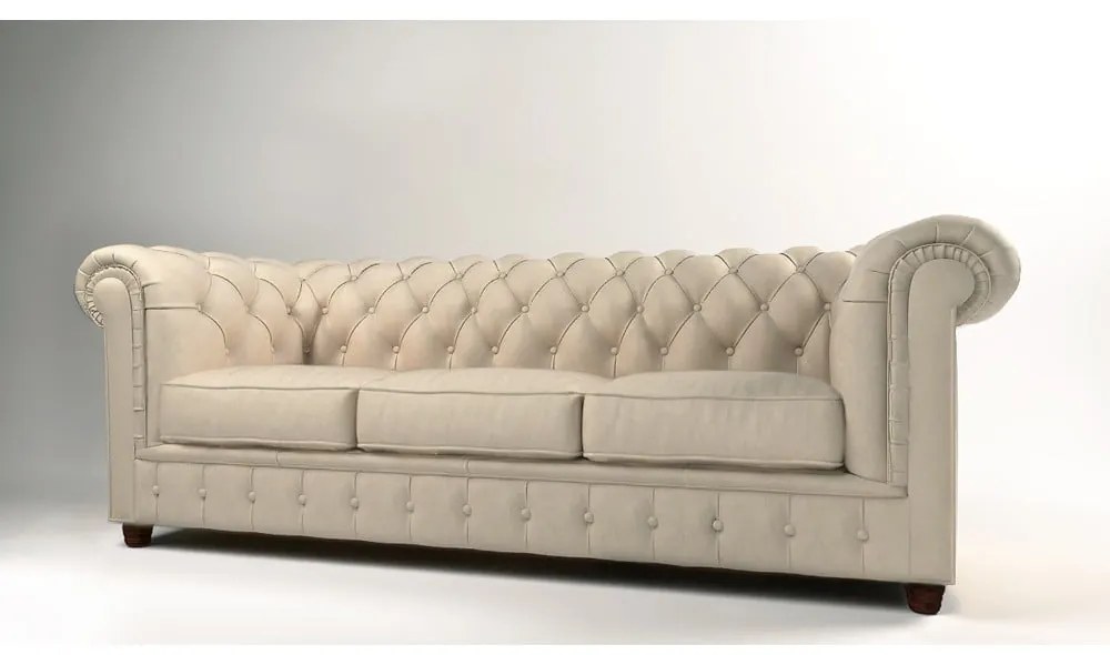 Kremowa aksamitna sofa 230 cm Cambridge – Ropez