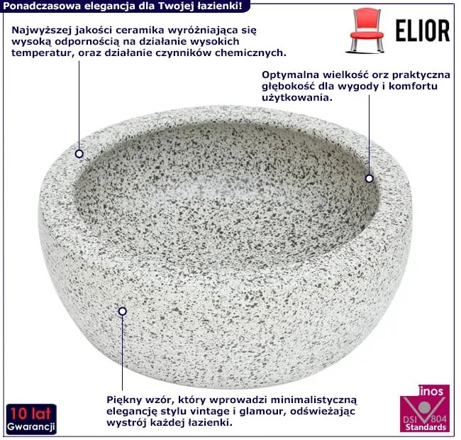 Szara okrągła umywalka ceramiczna - Ilmona 6X