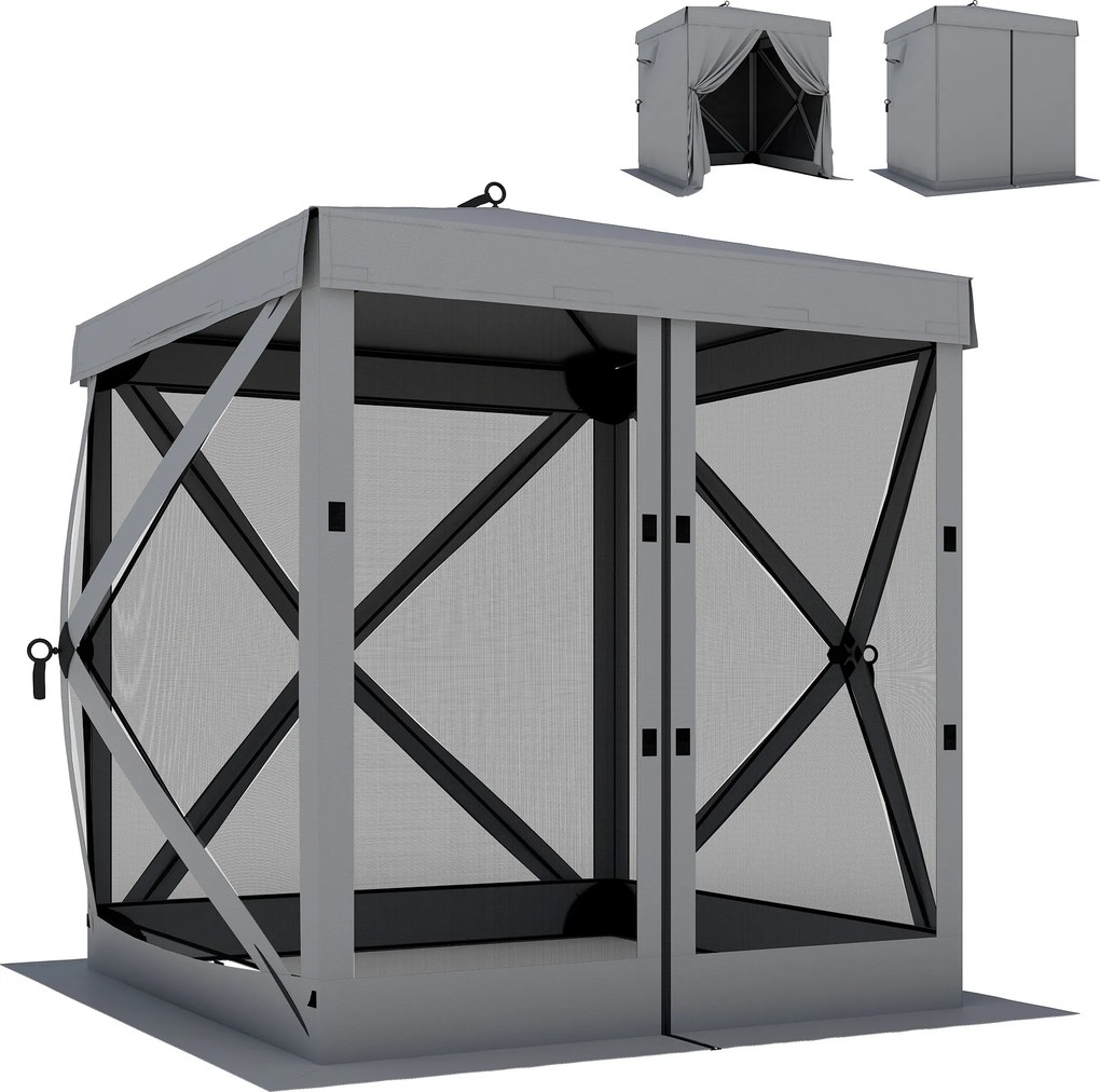 Outsunny Pawilon 1,85x1,85m Wodoodporny Stabilny Zimoodporny Pop-up Składany Pawilon z 4 Siatkowanymi Ścianami Bocznymi Torbą, UV 30+ | Aosom PL