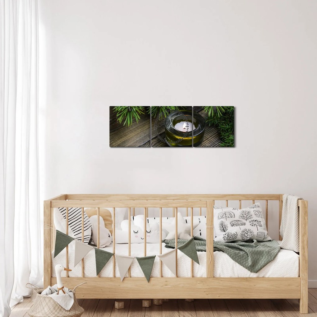 Obraz - świeca bożonarodzeniowa (z zegarem) (90x30 cm)