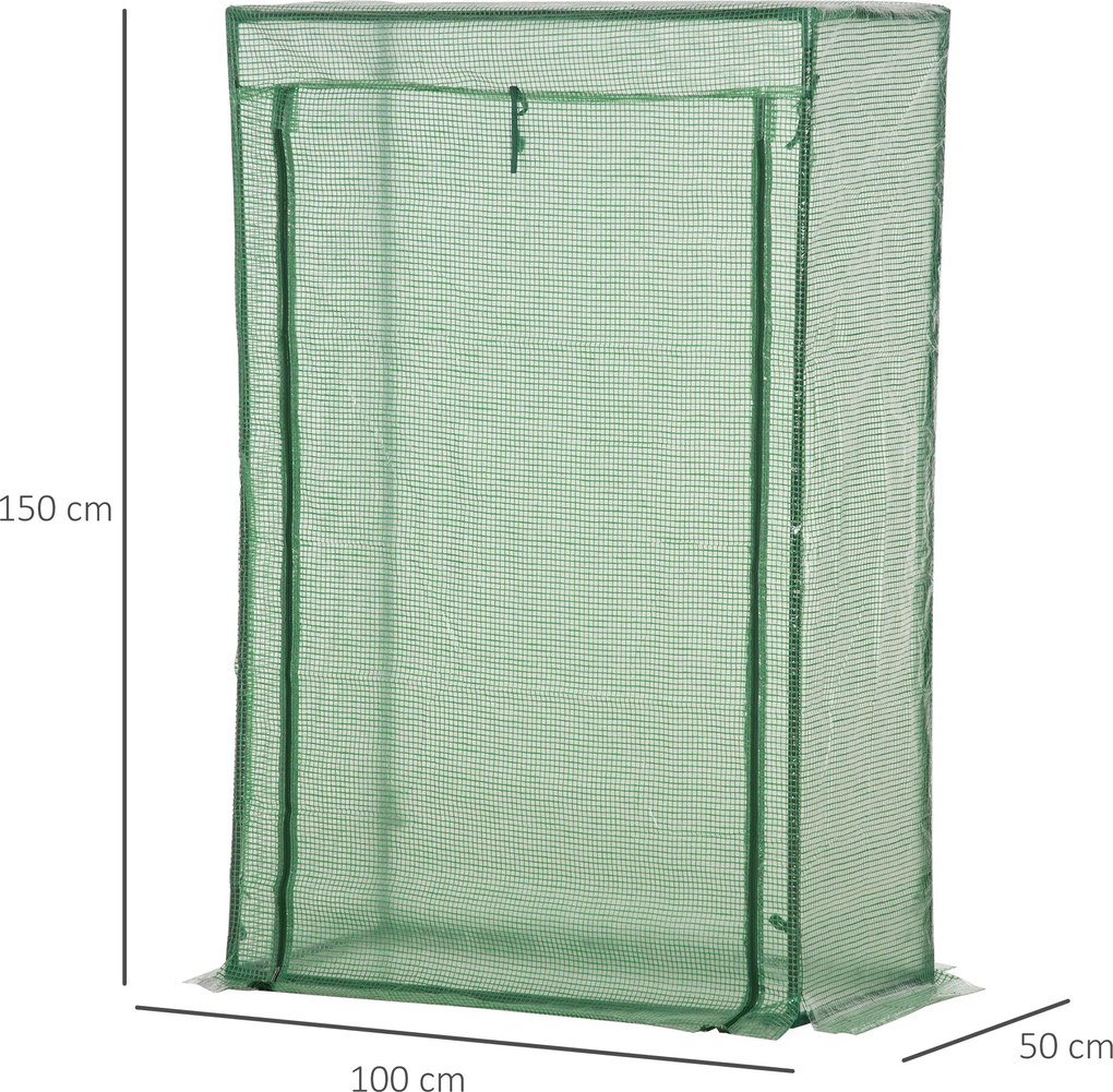 Outsunny szklarnia cieplarnia na pomidory, szklarnia ogrodowa, skrzynia z drzwiami zwijanymi stalowa zielona 100x50x150cm