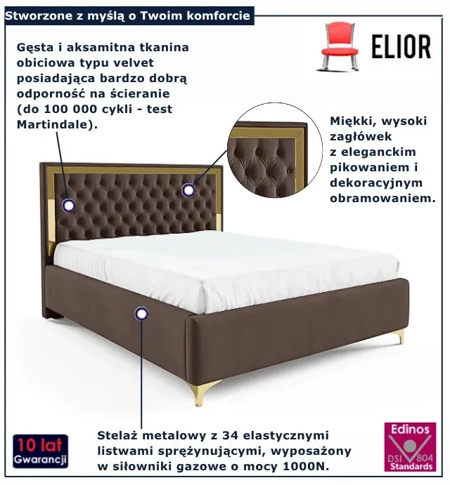 Brązowe łóżko pikowane w stylu glamour  Z9-T94