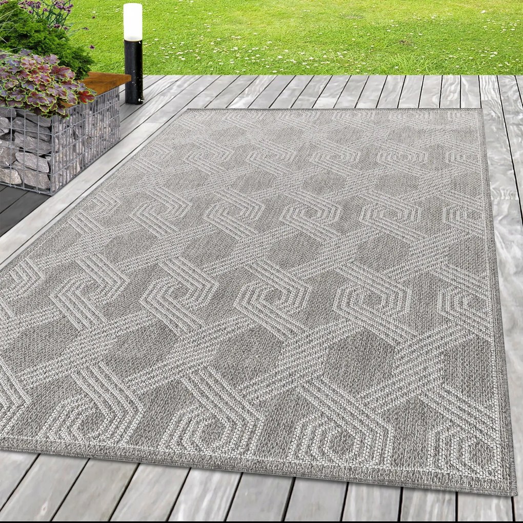 Dywan zewnętrzny Aruba Heksagon szary 240 cm x 340 cm