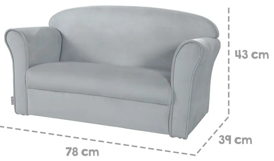 Jasnoszara aksamitna sofa dla dzieci 78 cm Lil Sofa – Roba