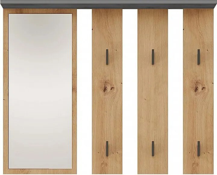 Wieszak Parma | Antracyt/Dąb Artisan | 100x15x81,5 cm | Lustro i Wieszaki