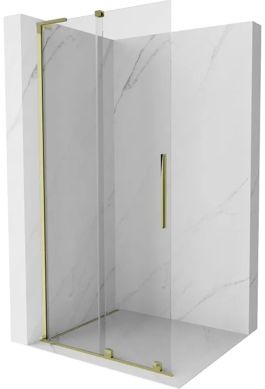 Mexen Velar L ścianka prysznicowa rozsuwana Walk-in 110 x 200 cm, transparent 8 mm, złota - 871-110-003-03-50