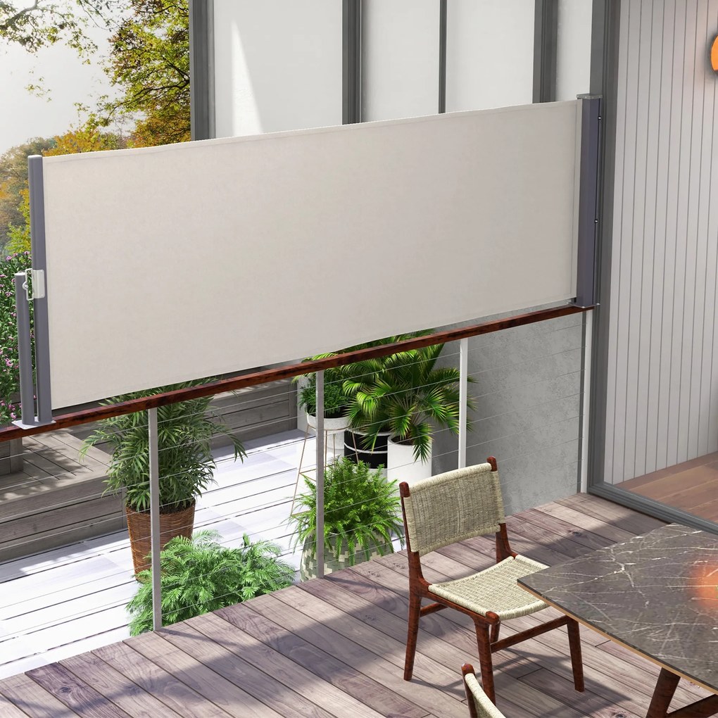 Outsunny Parawan boczny, rozsuwany, osłona, aluminium/poliester, 3 x 1 m, jasnoszary