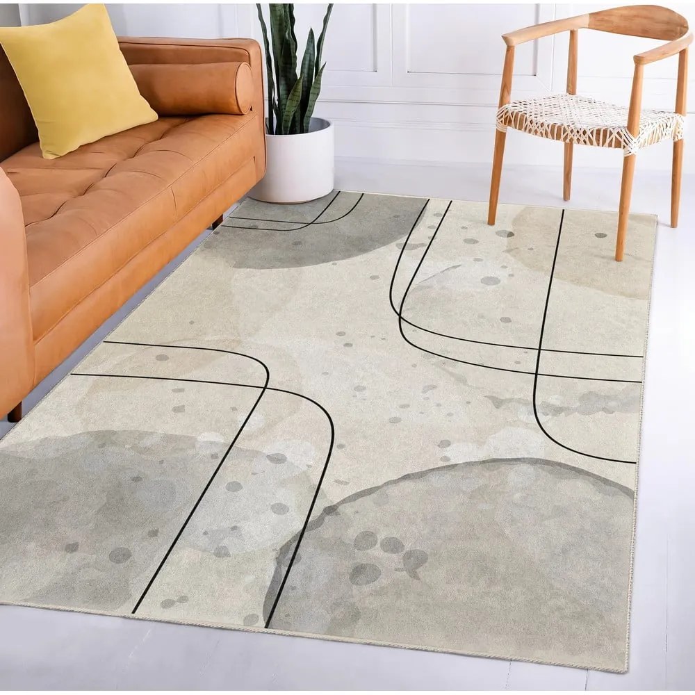 Szaro-kremowy chodnik odpowiedni do prania 80x200 cm Simple Lines – Mila Home